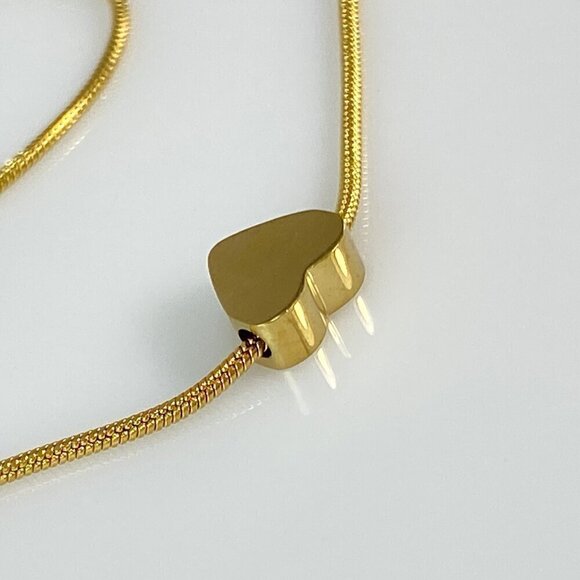 Gold Plated Stainless Steel Heart Initial Letter Necklace - Picture 3 of 16